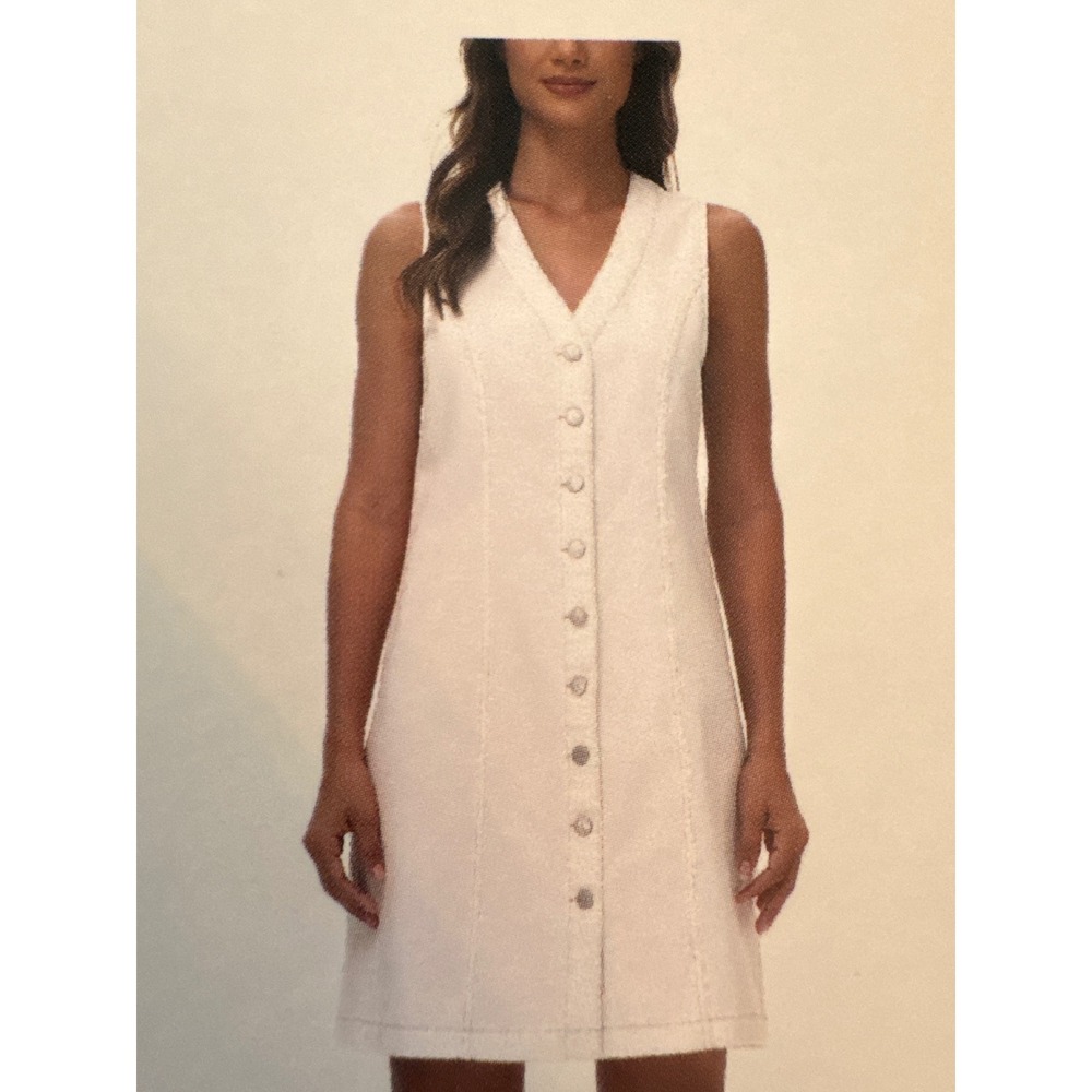 Frye Denim Mini Dress Bone White Sleeveless Button Front XS NEW